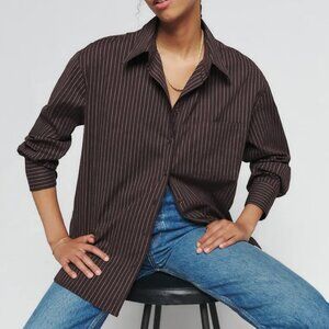 Reformation - Will Oversized Shirt - Brown Stripe
